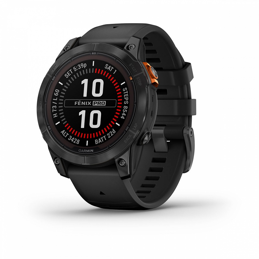 Смарт-часы GARMIN Fenix 7 PRO Solar Edition серые с черным ремешком (010-02777-01)