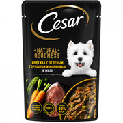 Влажный корм Cesar Natural Goodness для собак, с индейкой, горохом, морковью в желе 28х80г 