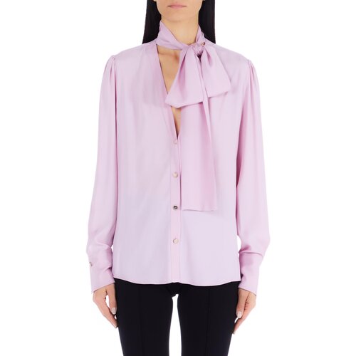 Рубашка  LIU JO, повседневный стиль, прямой силуэт, длинный рукав, однотонная, размер 40, розовый