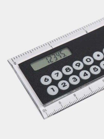 Калькулятор карманный маленький, калькулятор-линейка 8-разрядный с лупой и транспортиром для школы и офиса портативный