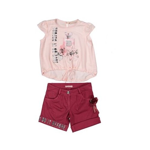 Комплект одежды  MIDIMOD GOLD для девочек, блуза и шорты, карманы, размер 92, розовый, красный