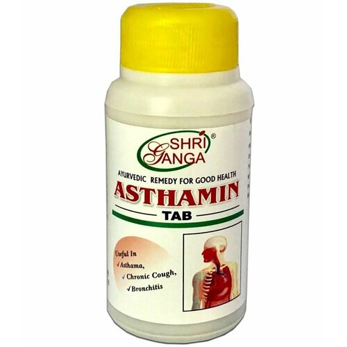 Астамин Шри Ганга (Shri Ganga Asthamin) для очищения легких? при астме, бронхите, туберкулезе, 100 таб.