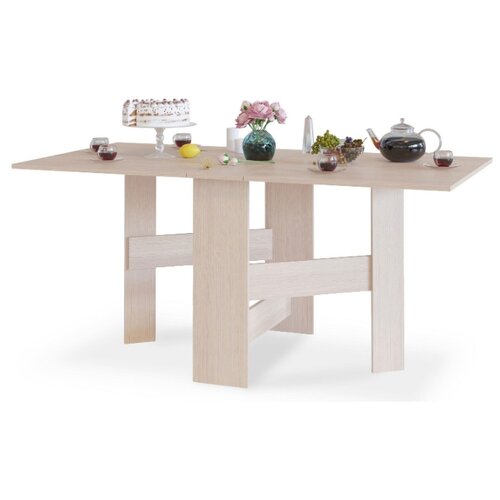 фото Стол кухонный сокол сп-05.1, раскладной, дхш: 25 х 83 см, длина в разложенном виде: 161 см, дуб беленый