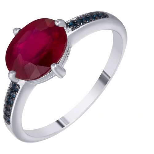 фото Element47 кольцо из серебра 925 пробы с рубином и кубическим цирконием sm-042_ko_ru_wg, размер 18