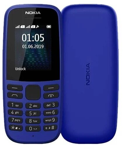 Телефон Nokia 105 DS (2019) Синий (RU)