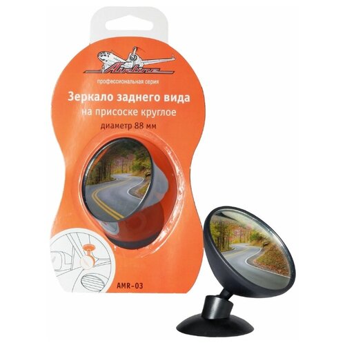 фото Зеркало салонное на присоске круглое, диаметр 88 мм (amr-03) airline