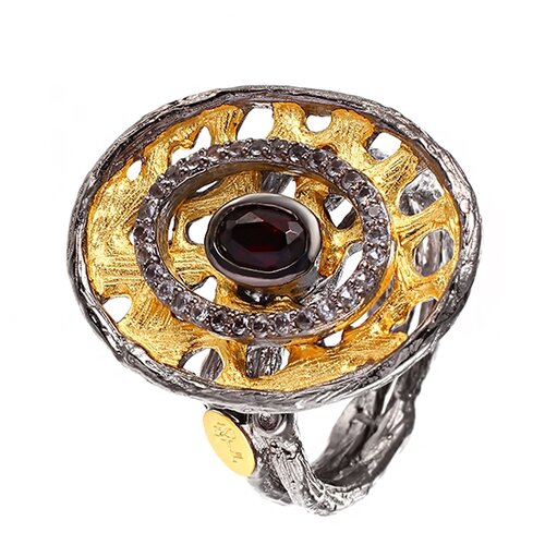 фото Element47 кольцо из серебра 925 пробы с топазами и гранатами yr00217_ko_gr_001_bj, размер 17.75