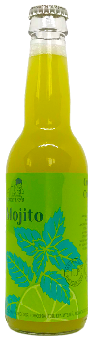 Натуральный (в т.ч. Без сахара) крафтовый лимонад "LEMONARDO" Mojito (Сок Лайма и мяты), 330мл. - фотография № 1