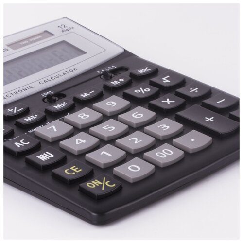 Калькулятор Staff настольный (200*150 мм) 12 разрядов черный серебристый верх (250451)