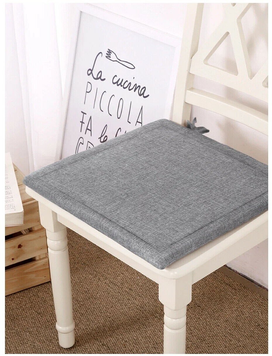Подушка для стула Home&Style, размер: 40х40см, цвет: базальт, рогожка - фотография № 2