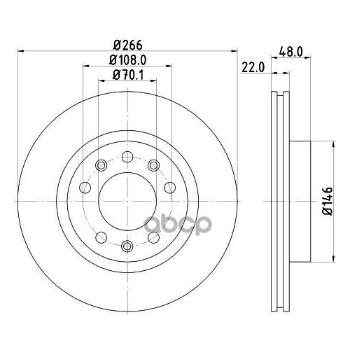 8Dd 355 120-541_Диск Тормозной Peugeot 308 13- Передний Вент. D 266Мм. HELLA PAGID арт. 8DD 355 120-541