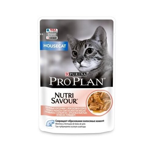 Purina Pro Plan (паучи) Паучи Кусочки в соусе для домашних кошек с лососем (House Cat) 1224942512457366 | House Cat 0,085 кг 24408 (15 шт)