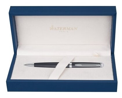 Ручка подарочная шариковая WATERMAN Hemisphere Matt Black CT, черный матовый лак, хромированные детали, синяя, S0920870