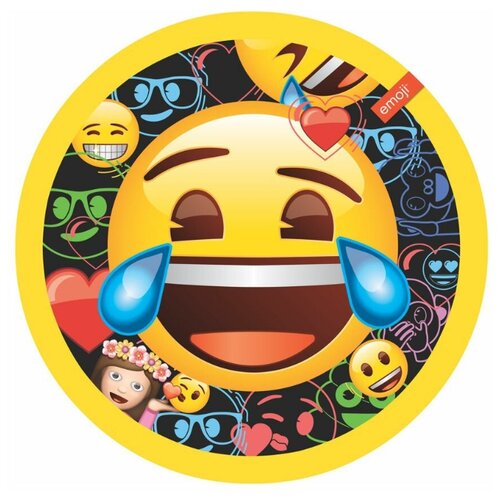 фото Ukid gift набор одноразовых тарелок "смайл, emoji" черный, 9'/23 см, 6 шт дон баллон