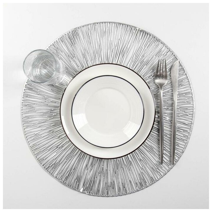 Набор салфеток для стола Доляна кухонные, "Сияние", D 38 см, 4 шт, цвет серебро (5130328)