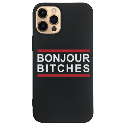 фото Чехол для iphone 12 "bonjour bitches", силиконовый чёрный uncle dad