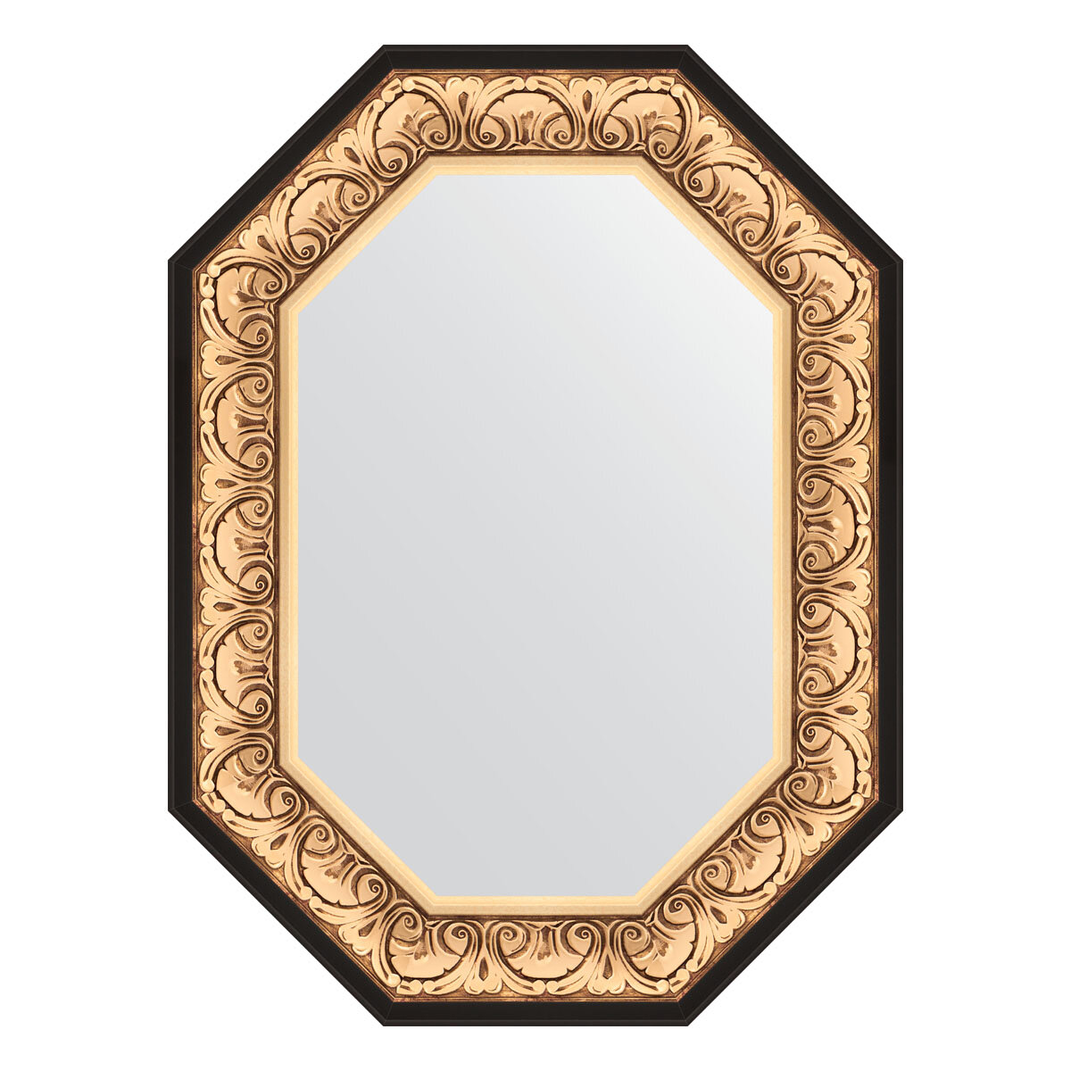 Зеркало настенное Polygon EVOFORM в багетной раме барокко золото 60х80 см для гостиной прихожей кабинета спальни и ванной комнаты BY 7241