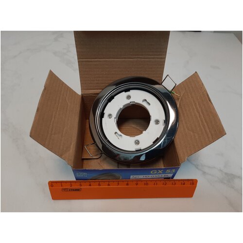 Светильник встраиваемый ТМ 100000 ламп, под лампу GX53. Цвет - черный хром. Штампованная сталь.