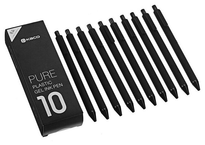 Набор гелевых ручек Xiaomi Kaco K1015 Pure Plastic Gel Ink Pen 10шт Black