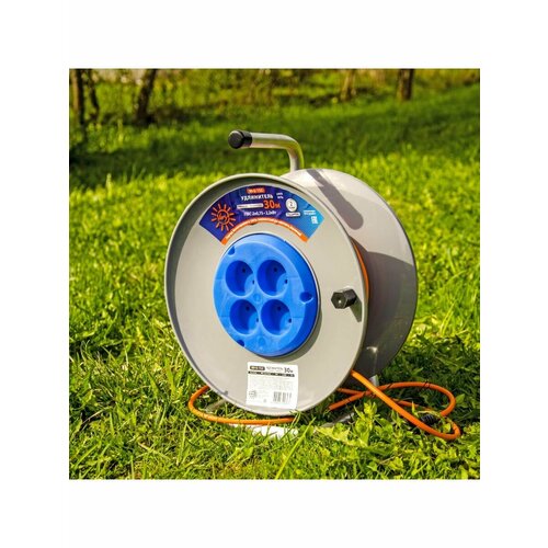 Удлинитель на катушке 30 м 4 розетки без заземляющего контакта ПВС 2x10 10 А 22 кВт 1880₽