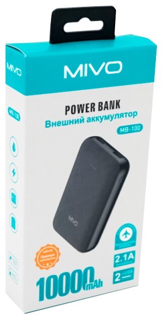 Внешний аккумулятор Mivo MB-100 10000 mAh черный