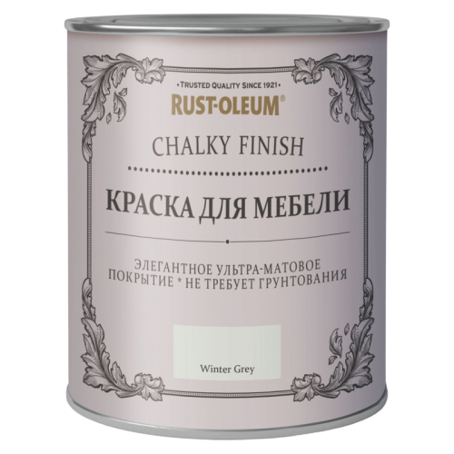 Краска акриловая Rust-Oleum Chalky Finish Furniture Paint матовая серый зимний 0.25 кг краска акриловая rust oleum chalky finish wall paint матовая серый морской 0 21 кг