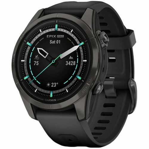 Смарт-часы Garmin EPIX Pro Gen 2 42mm Sapphire Carbon Gray DLC Titanium with Black Silicone Band 010-02802-15 11215000₽