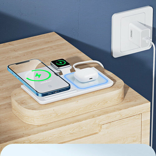 Беспроводная зарядная станция для Apple iPhone, Watch, AirPods. 3 в 1 быстрая зарядка.