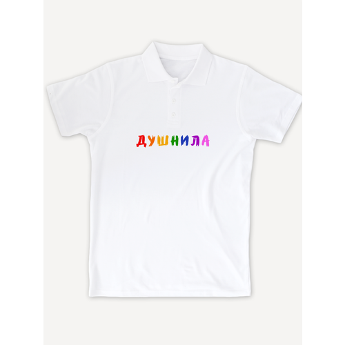 фото Поло printhan футболка-поло с принтом душнила унисекс, белая, размер s (46), белый