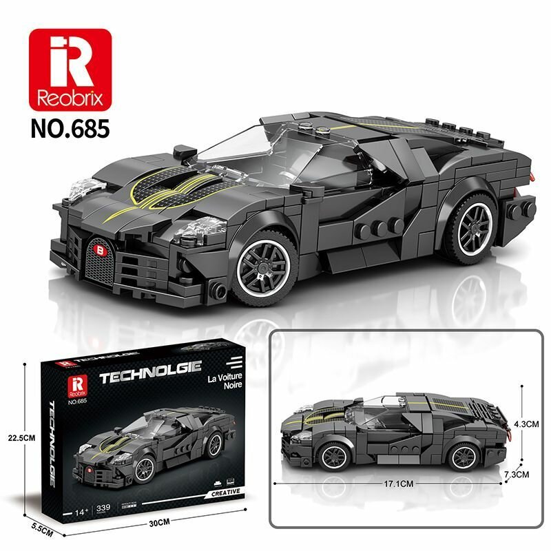 фото Конструктор Bugatti La Voiture Noire. Точная копия самой дорогой машины в мире. Reobrix 685.