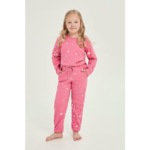фото Пижама taro, брюки, лонгслив, размер 134, розовый