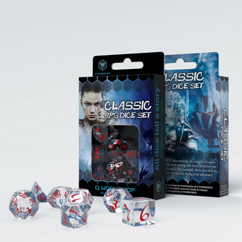 Набор кубиков Classic, 7шт., Translucent/Blue/Red Q-Workshop - фото №2