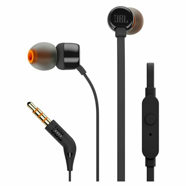 Наушники JBL Tune 110, с регулировкой громкости, внутриканальные, черные — фото 1