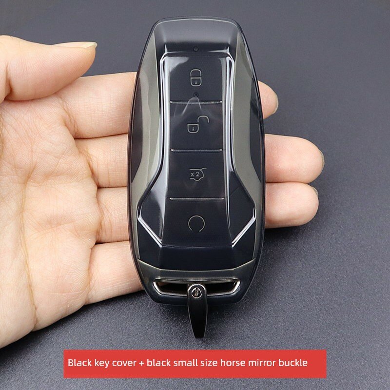 Чехол для ключей BYD Song Pro New Energy, черный прозрачный с черным малым кольцом-стрипом, прочный для моделей