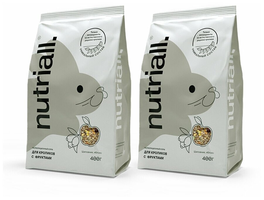 Nutriall Полнорационный корм для кроликов с фруктами 2 упаковки