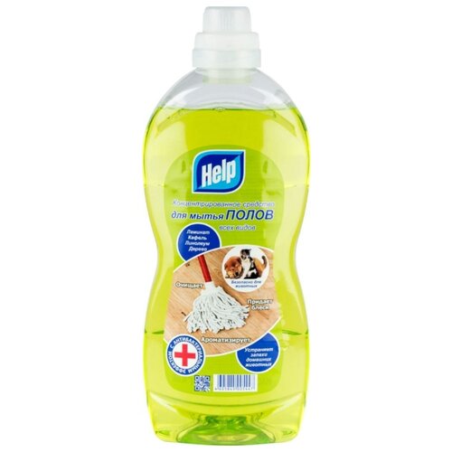 Средство для мытья полов всех видов концентрированное Help устраняет запахи домашних животных, 1000 мл