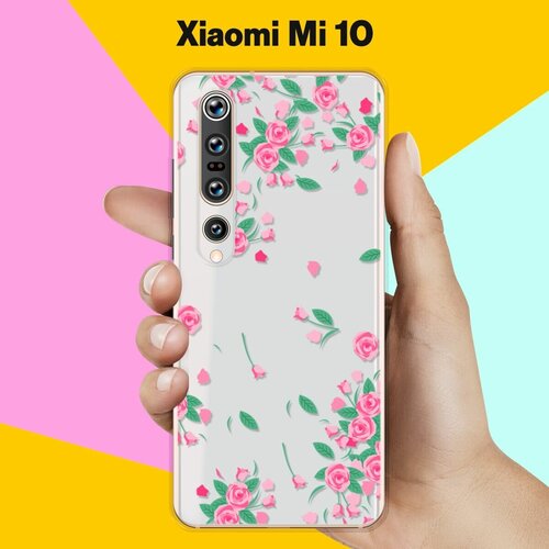 Силиконовый чехол Розочки на Xiaomi Mi 10 силиконовый чехол на xiaomi mi 10 сяоми ми 10 с эффектом блеска молния