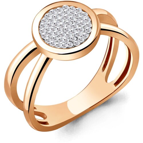 фото Кольцо diamant online, серебро, 925 проба, золочение, кристалл, размер 17