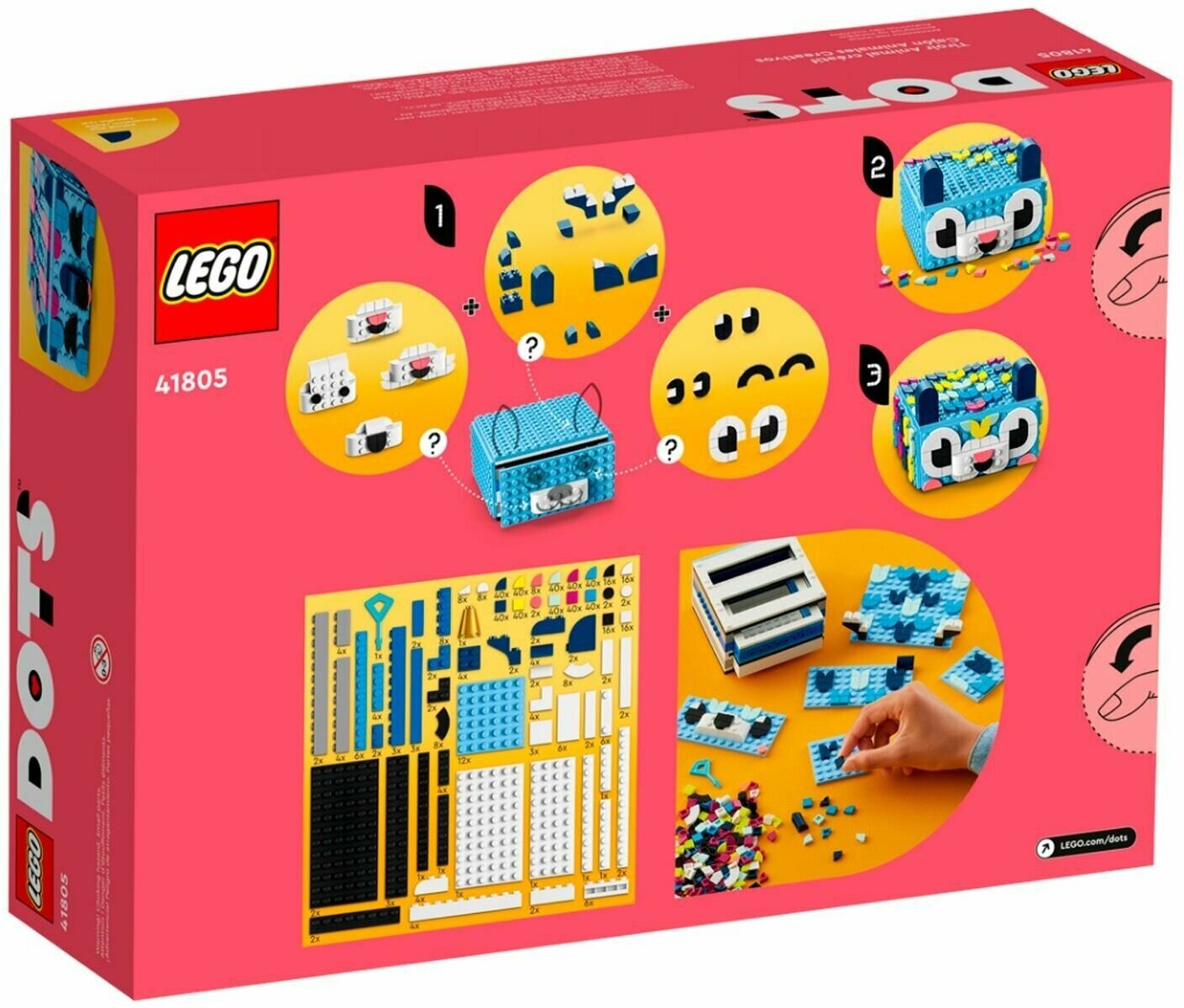 Конструктор LEGO Dots 41805 Креативный ящик Животные, 643 детали, 6+
