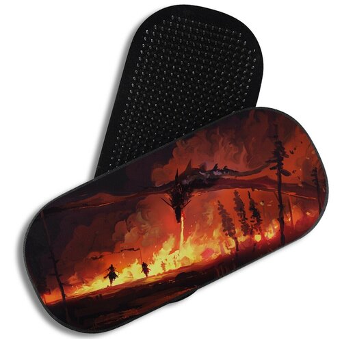 фото Доска садху для йоги с гвоздями, уф печать, овал фэнтези мифические существа дракон - 3799 woodart