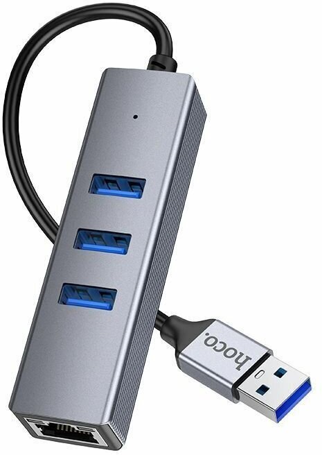 USB хаб Hoco HB34 USB 30*3  RJ45 Gigabit Ethernet 1000 Мбит/с