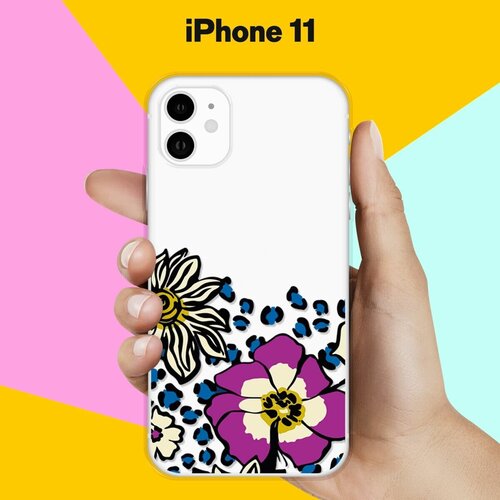 Силиконовый чехол Цветы с узором на Apple iPhone 11 силиконовый чехол полевые цветы для iphone 11 айфон 11