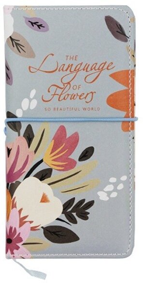 Записная книжка Basir на резинке, серия "Цветы", ПВХ переплет с поролоном, 16*8.5 см, 64 листа, серый