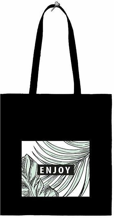фото Сумка-шоппер 35*42см (черная ткань) бежевый карман, ручки Enjoy (18195)