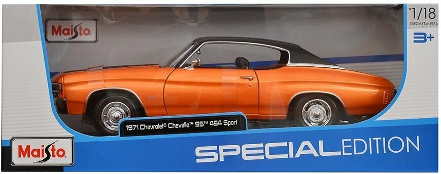 Maisto Машинка Chevrolet Chevelle Sport Coupe 1971, 1:18 оранжевая - фото №9