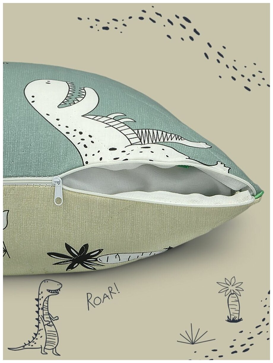 Подушка SELENA DINO 50x70, со съемным стеганым чехлом на молнии и с внутренней подушкой - фотография № 5