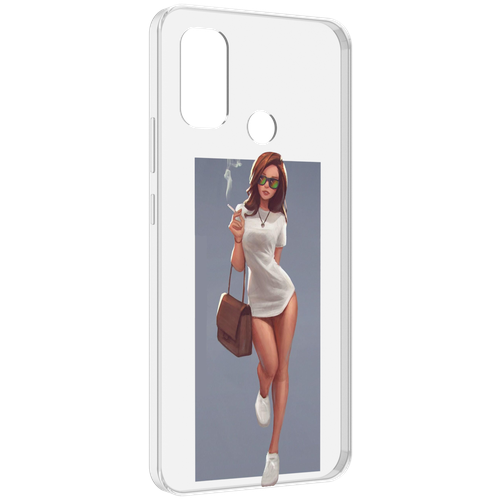 Чехол MyPads девушка-в-белой-футболке женский для UleFone Note 10P / Note 10 задняя-панель-накладка-бампер