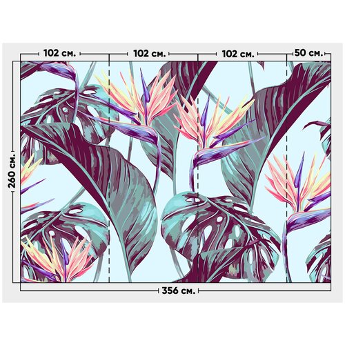 Фотообои / флизелиновые обои Тропические листья 3,56 x 2,6 м