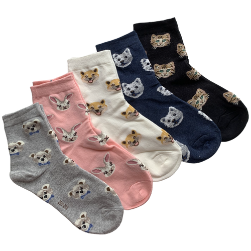 Носки Turkan, 5 пар, размер 36-41, серый, белый, синий, розовый, черный носки цветные с надписями удлинённые