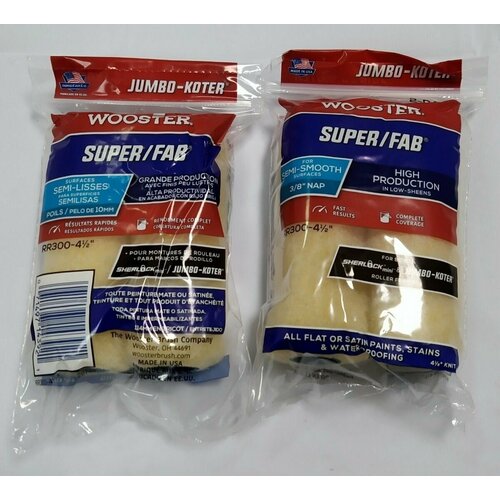 Мини-валик малярный RR300-4 1/2 WOOSTER SUPER/FAB JUMBO-KOTER 3/8 (ворс 0,95 см, ширина 11,43 см), набор 2 шт.